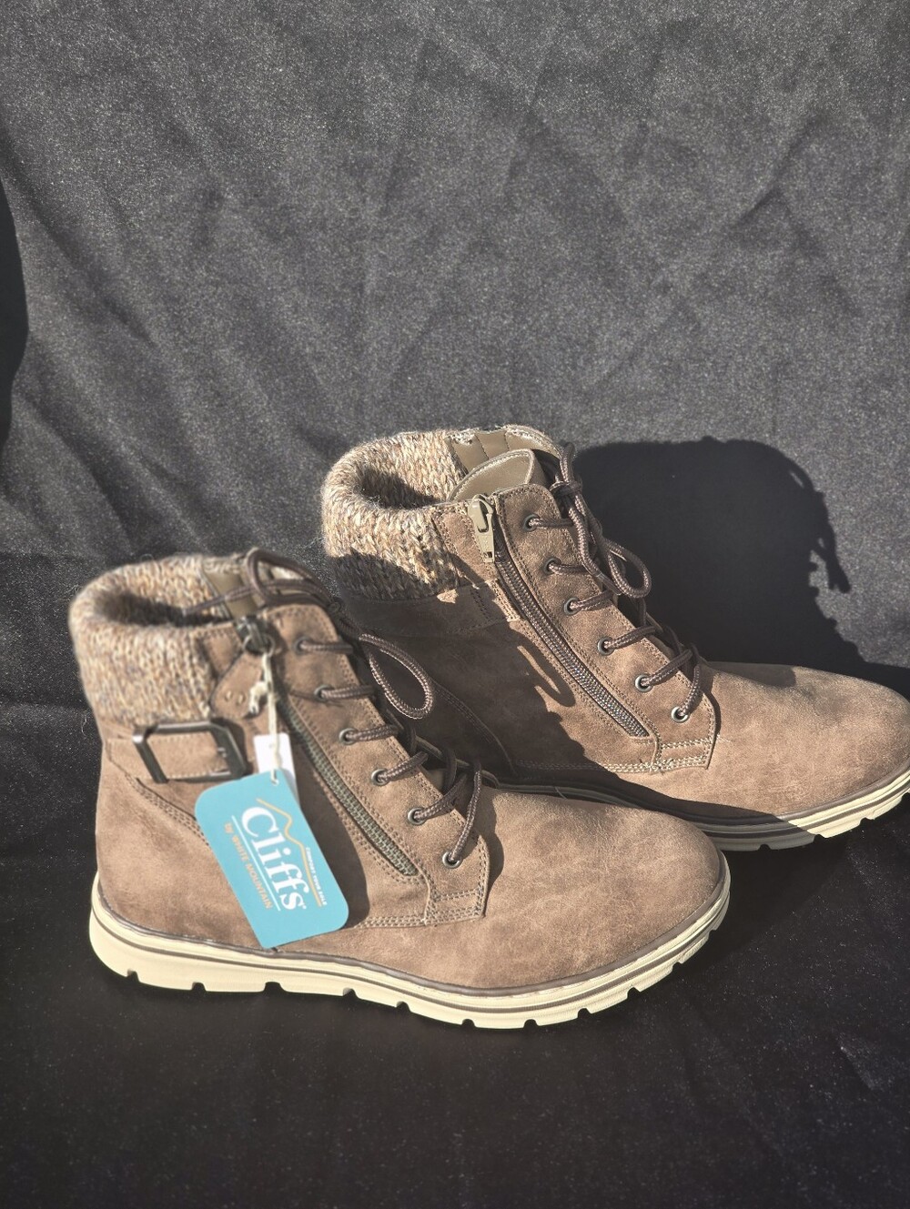 Cliffs by White Mountain Kelsie Brown Sweater Collar Boots Size 9M